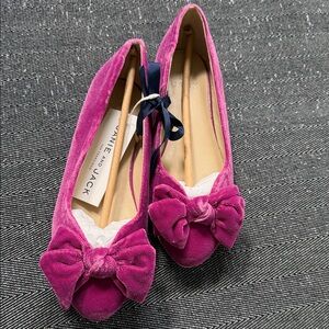 Janie and Jack Pink Velvet Flats with Bow